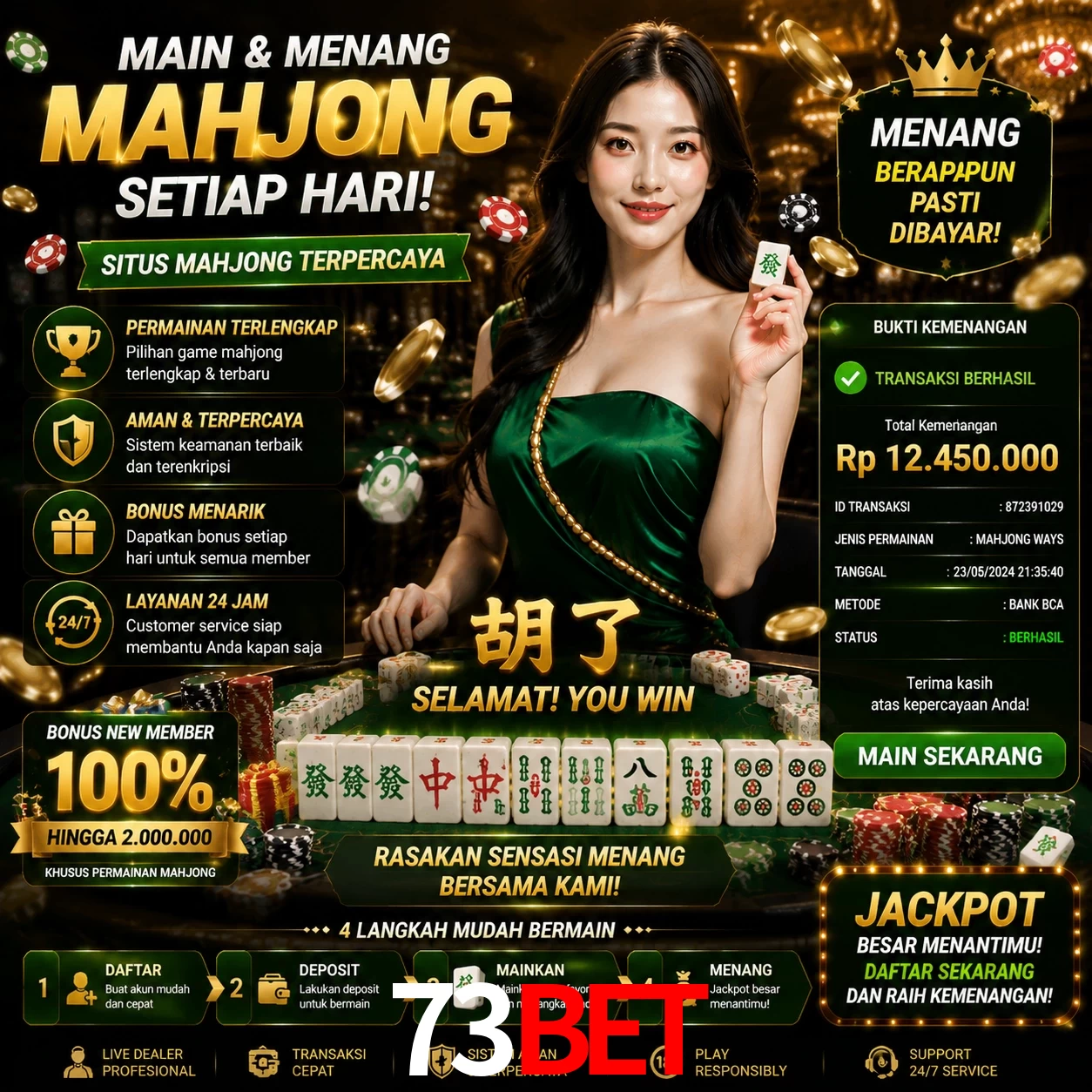 Ganhar e sacar na 73Bet
